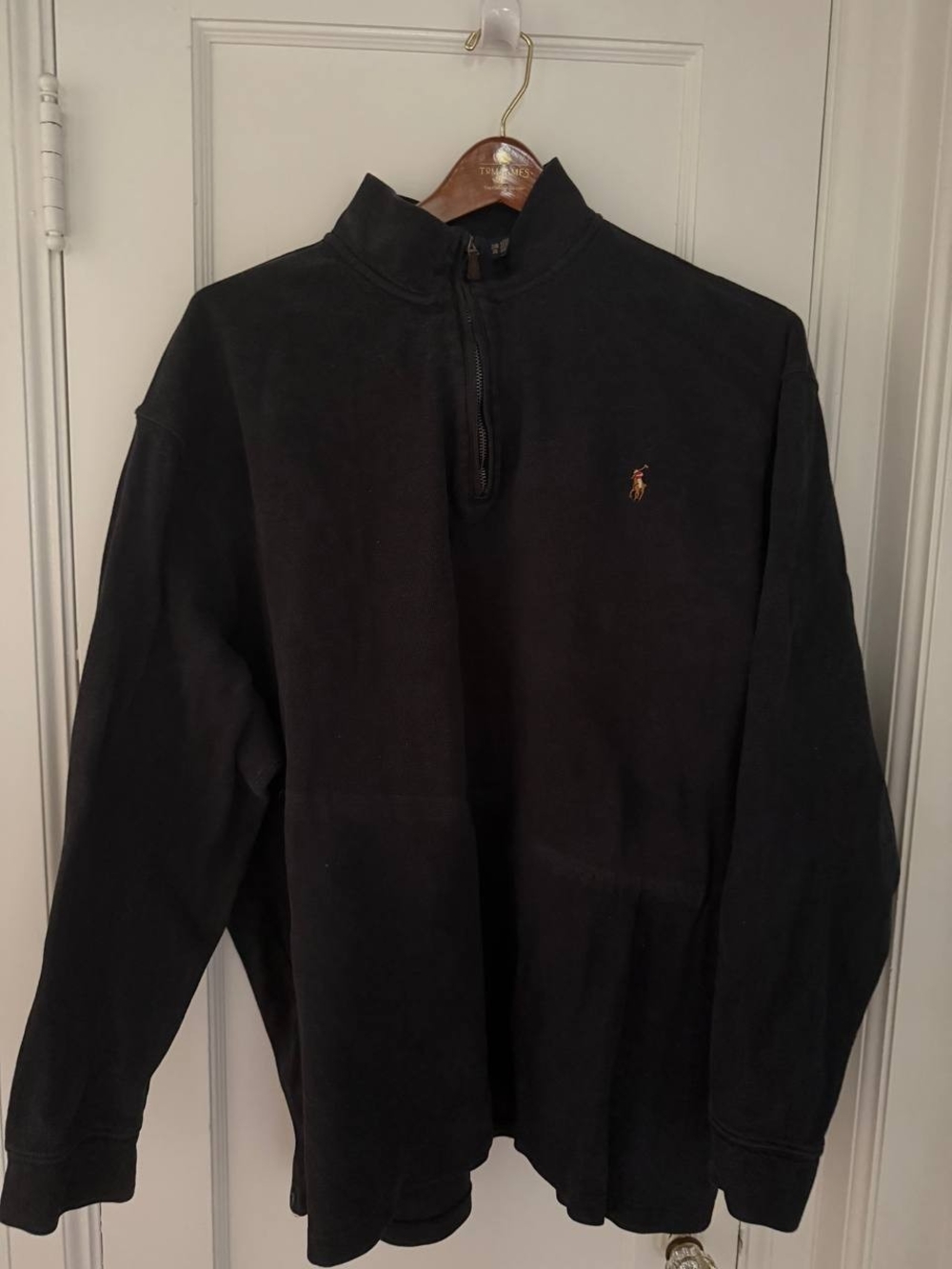 Polo by Ralph Lauren Black Quarter-Zip Cotton Sweater